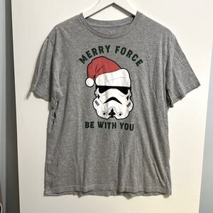 Unisex Star Wars Merry Force Be with You Santa Storm Trooper T-Shirt Grey